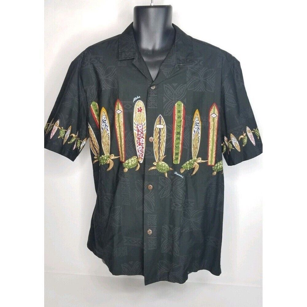 VINTAGE ROYAL CREATIONS Surf Boards Sea Turtles Hawaiian Camp Shirt Size XL